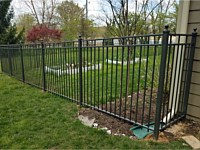 <b>54'' high Alumi-Guard Fairmont Style aluminum fence in Florida Bronze color with ball caps on posts</b>